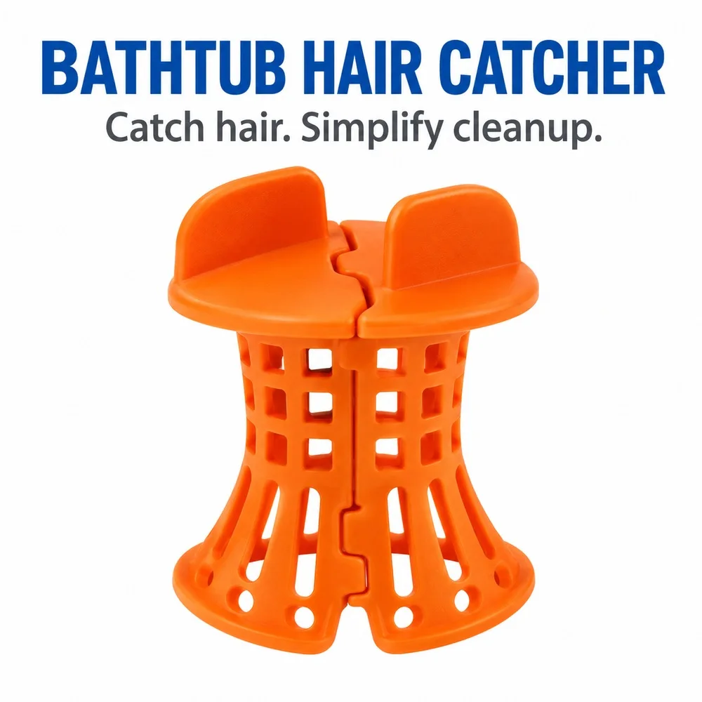 Bathtub Drain Hair Catcher Reusable TPR Split Design Filter Easy Cleaning for 1.5 to 1.75 Inch Tub Drains with Crossbar Bathroom