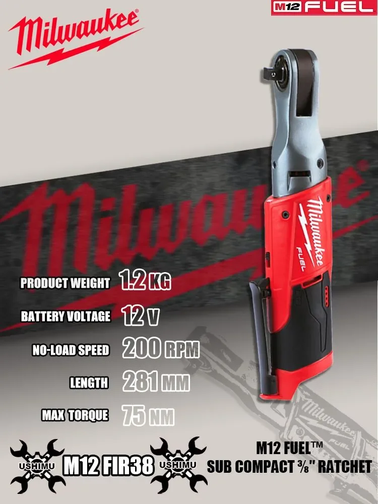 Milwaukee M12 FIR38-0 Impact wrench Fuel 12V, 75Nm, 200rpm, 3.4lbs /no battery