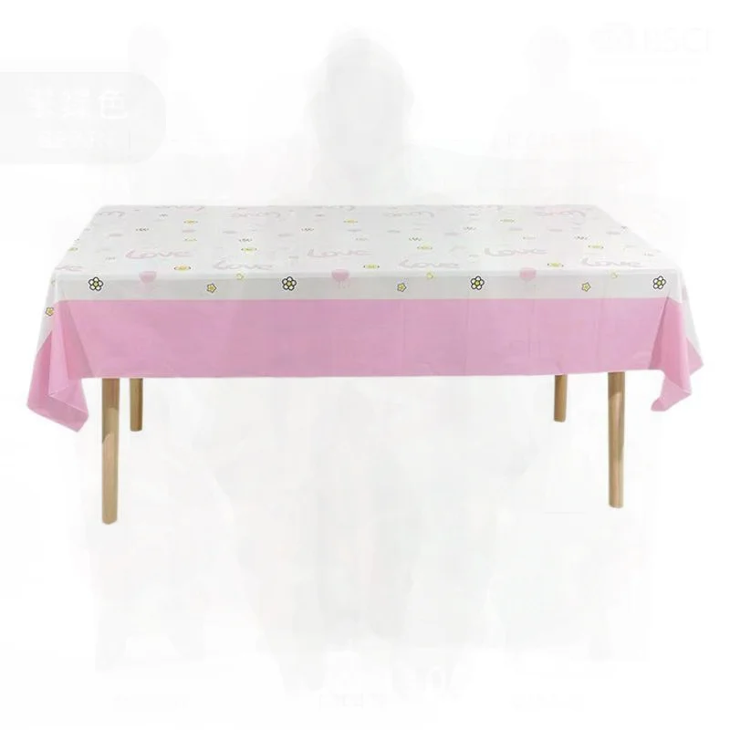 Amazon Disposable PEVA Tablecloth Thickened Waterproof Oil-Proof Valentine's Day Heart Pattern Wash-Free Square Party Layout