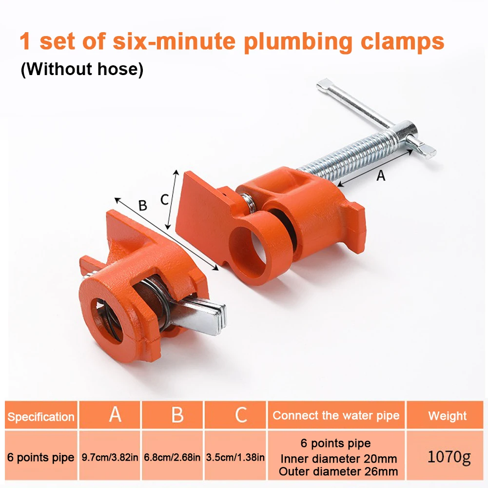 

3/4in Wood Gluing Pipe Clamp Set Water Pipe Splice Clamp Ergonomic Quick Release Pipe Clamp Tools Multifunctional for Woodworker
