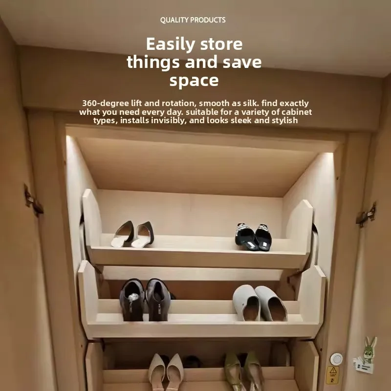 Electric lifting and rotating shoe rack, up and down 360-degree circulation storage rack, intelligent care cabinet