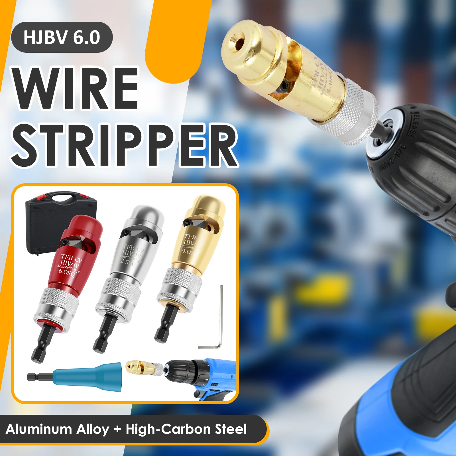 

Wire Stripper and Wire Nut Twister Set Electric Wire Twisting Tool 2.5/4/6 Square Adjustable Cable Twisting Stripping Tool