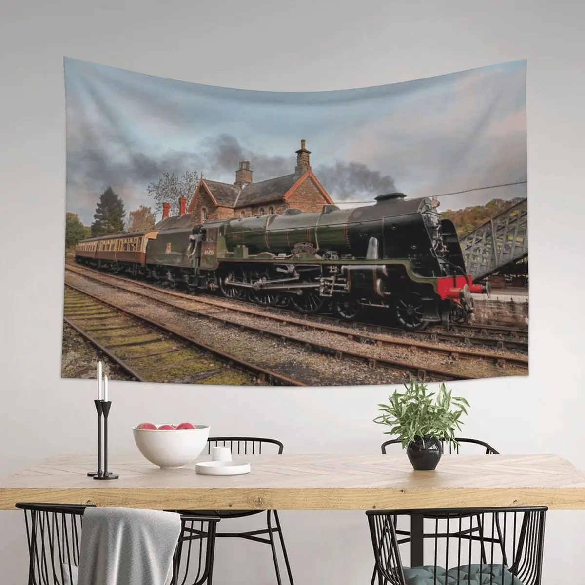 

46100 Royal Scot at Highley Station Tapestry Bedroom Decor Aesthetic Wall Carpet Funny Decoration Home Tapestry