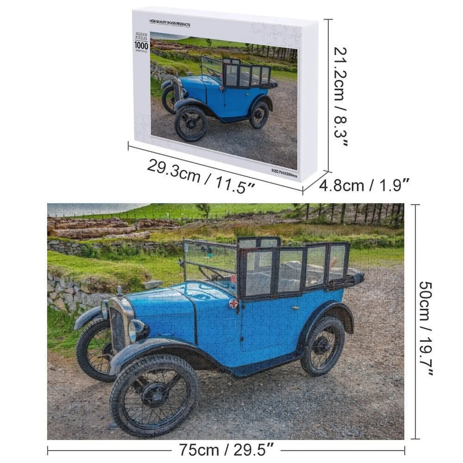 ปริศนาจิ๊กซอว์รถยนต์คลาสสิกออสติน 7 ทำจากไม้ ปรับแต่งชื่อได้ ปริศนาชื่อส่วนบุคคล