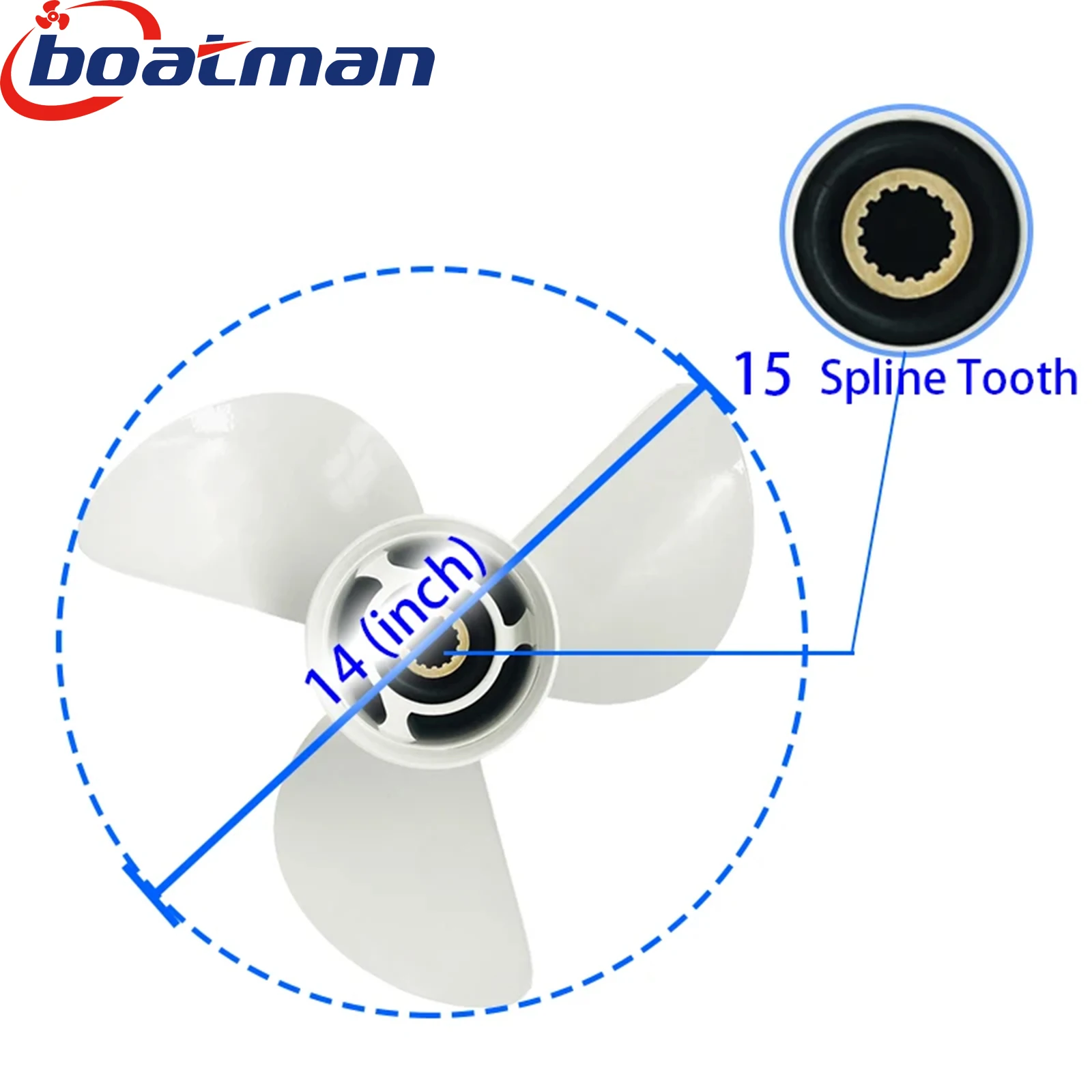 Boat Propeller 14x13 For Yamaha Outboard Motor 50-130HP Aluminum 15 Tooth Spline Engine Part