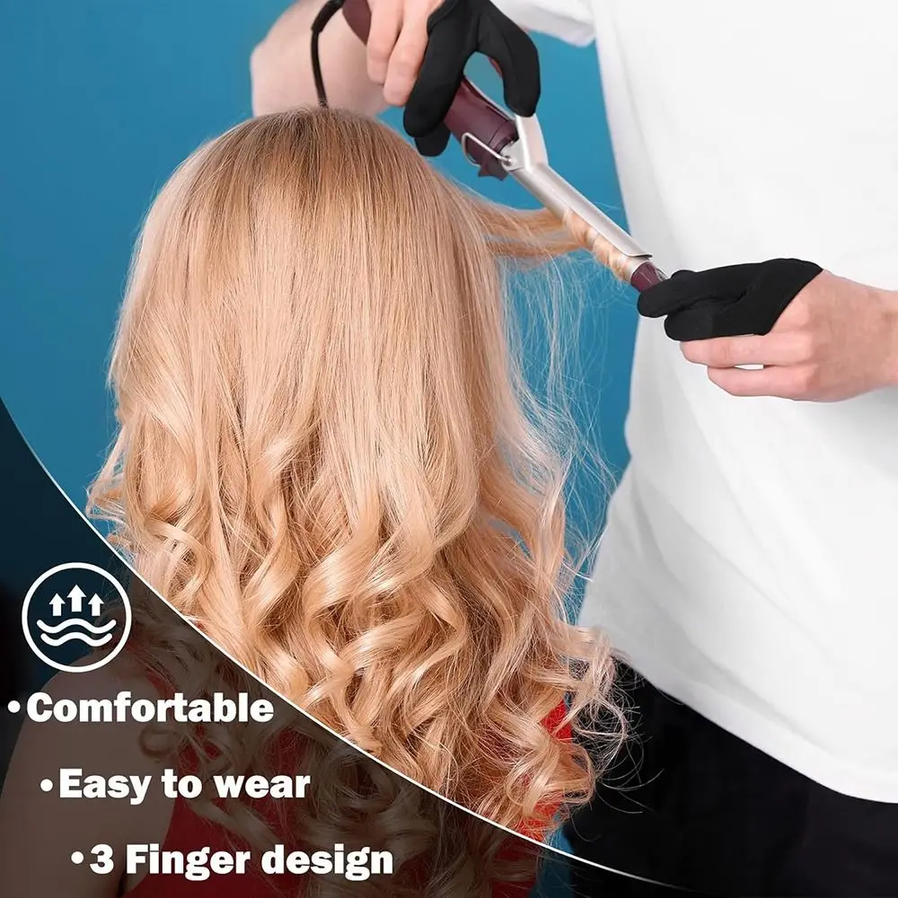 

Replacement Reusable Heat Resistant Gloves Universal 3 Fingers Perming Hair Gloves Heat Insulation Curling Wand Glove