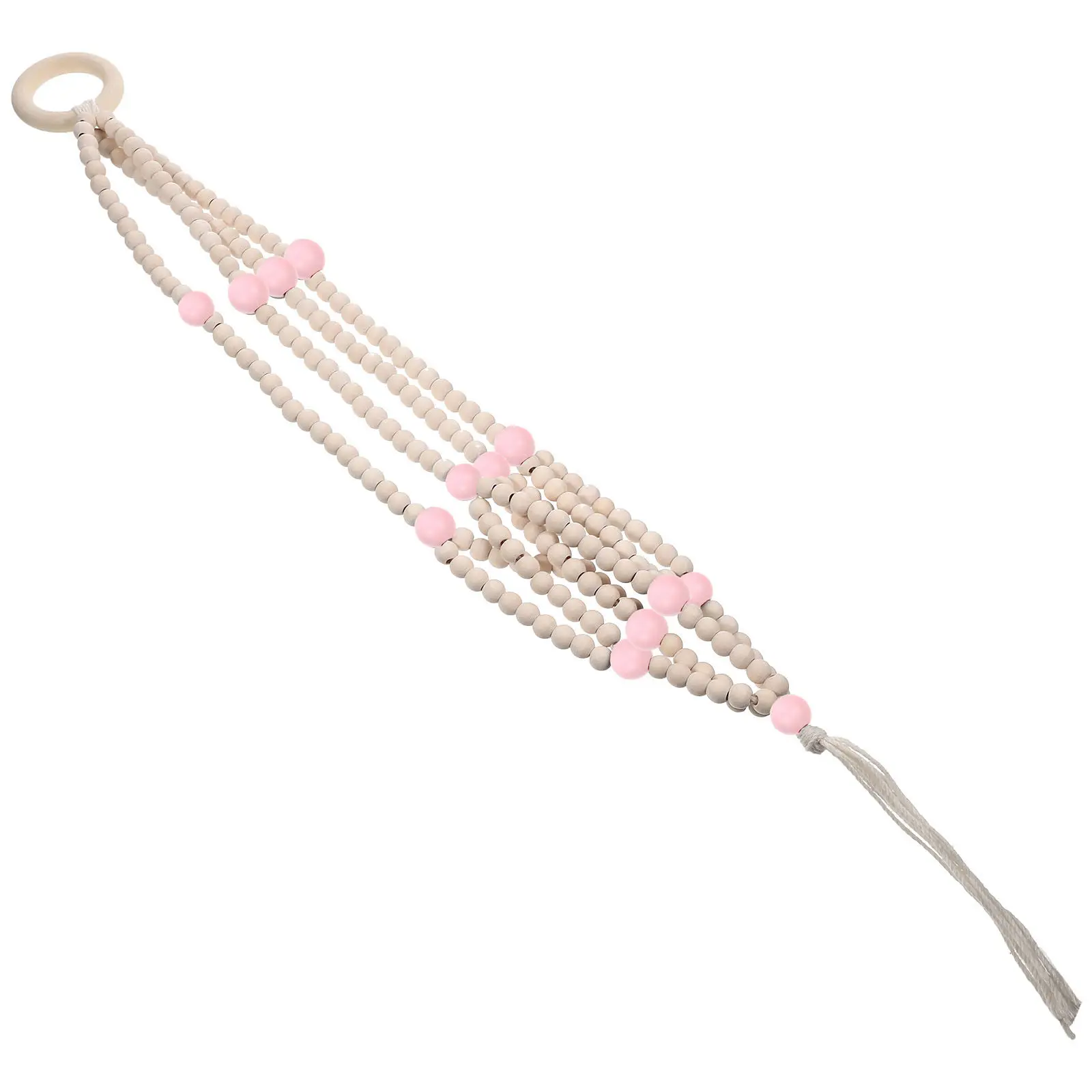 Wood Beads Plant Hanger Decorative Hanging Planter String Bag Woven Rope Net Basket for Potted Plants Indoor Outdoor Wall Mount