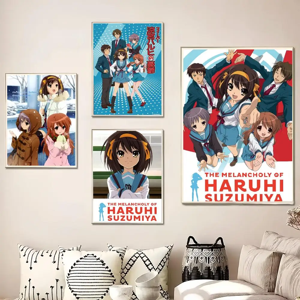Anime The Melancholy of Haruhi Suzumiya Painting Calligraphy Canvas Poster Wall Art for Living Room Bedroom Cafe Decor Gift