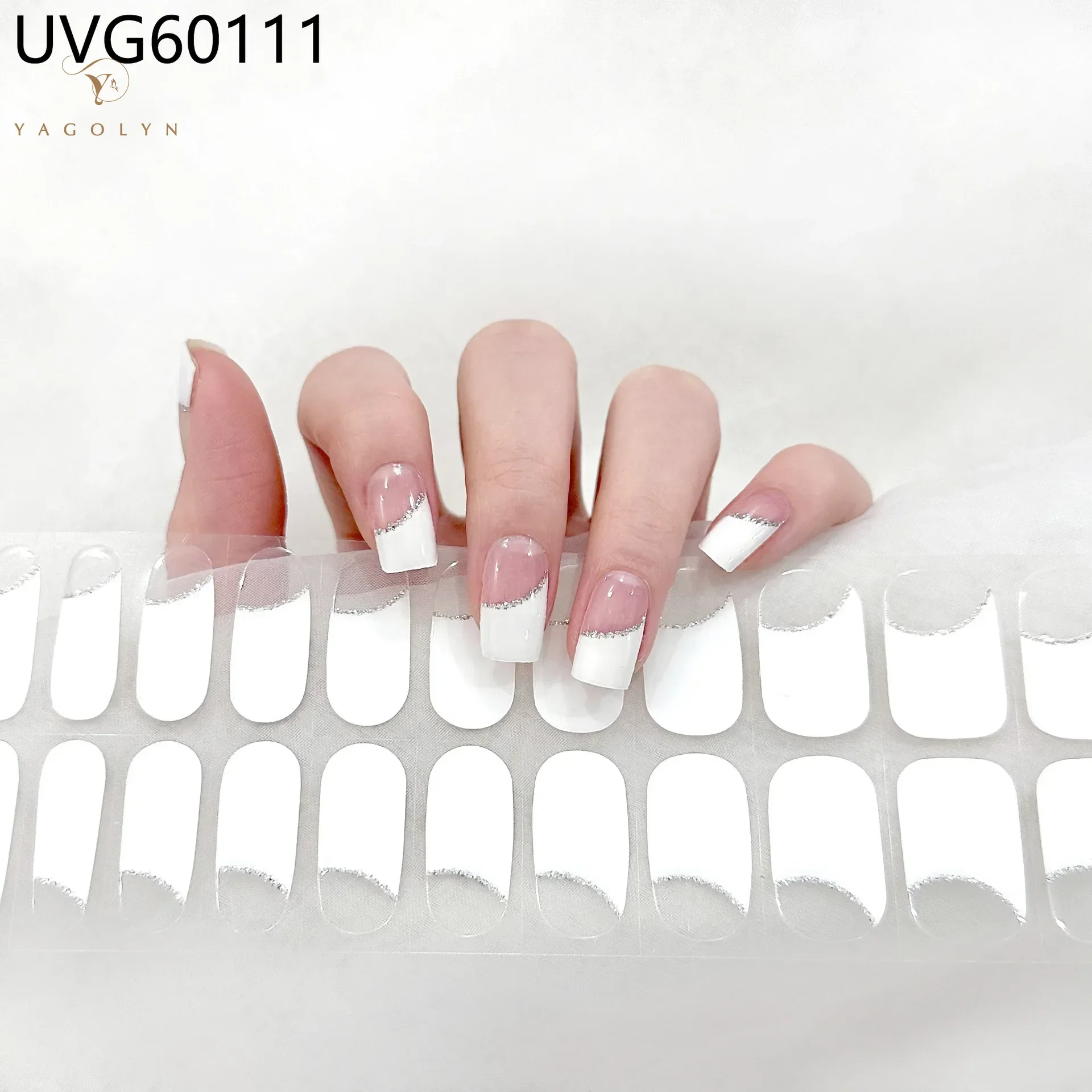 18/20Tips Gel Nagel Strips Patch Sliders Bloemen Gradiënt Kleur Lijm Uv Semi-Cured Gel Nail Stcikers Nail Art Decoraties