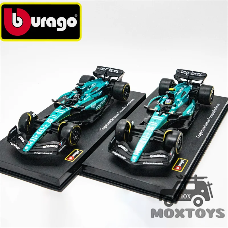 

Bburago 1: 9 2023 F1 AMR23 w/Helmet #14 Alonso / #18 Walk, литая модель автомобиля