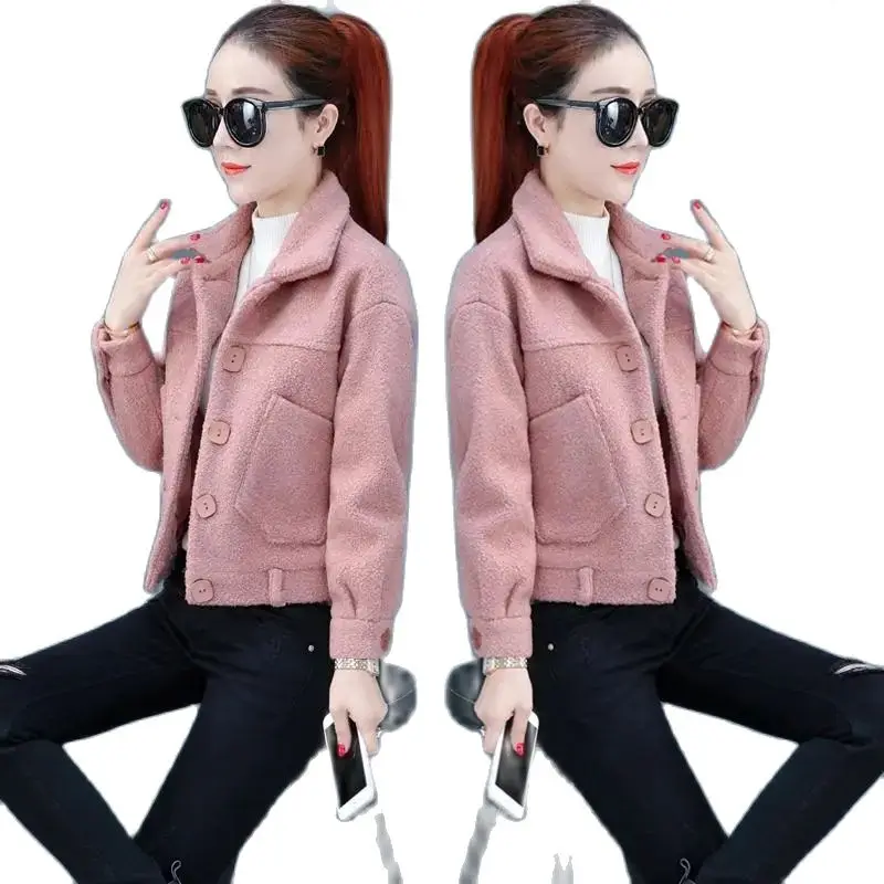 

Short Woolen Coat Women's Spring Autumn Winter Jacket 2022 New Korean Single-Breasted Thickened Slim Woolen Outerwear Tops Femal