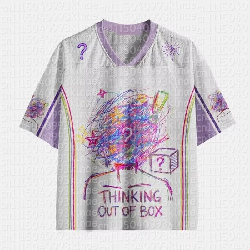 Overthinking Family Matching Outfits Scribble Graffiti Graphic Jersey White Purple Parent-Child T-Shirt Casual Family Look Y2K