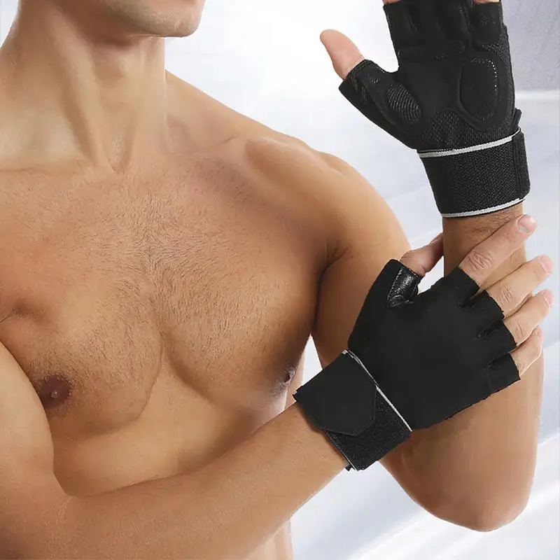 Exercise Gloves Adjustable Half-Finger Fitness Gloves Gym Hand Gloves With Excellent Grip & Palm Protection For Weightlifting