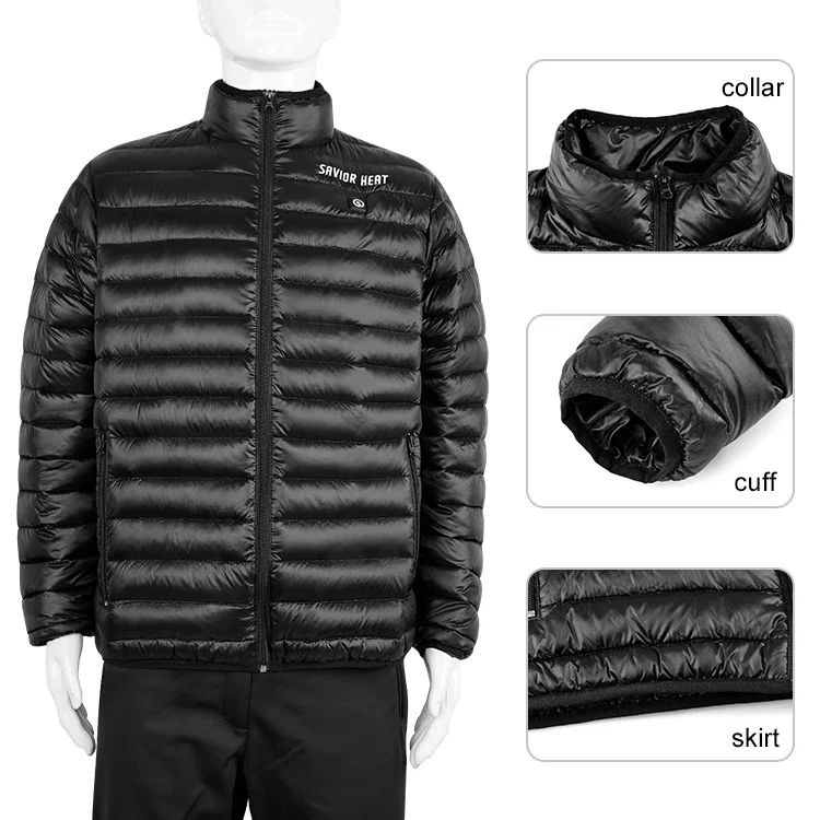 Winter heating down jacket men's USB electric rechargeable battery back