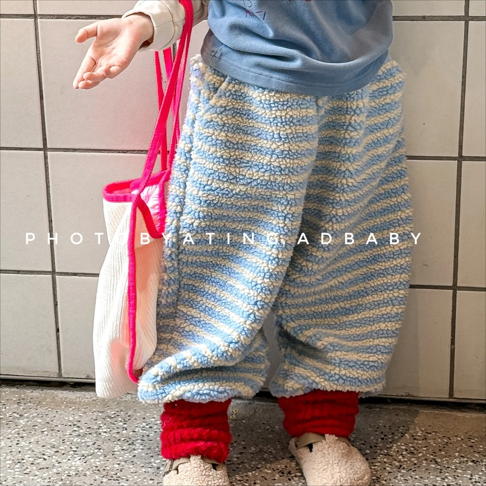 

Pants 2025 Autumn and Winter New Children's Clothing Korean Style Boys and Girls Fashion Lambing Cotton Stripe Pants Simple