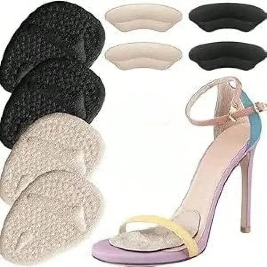 

4 Pairs Ball Of Foot Cushions And Heel Pads Inserts, Metatarsal Pads Women, Beige And Black