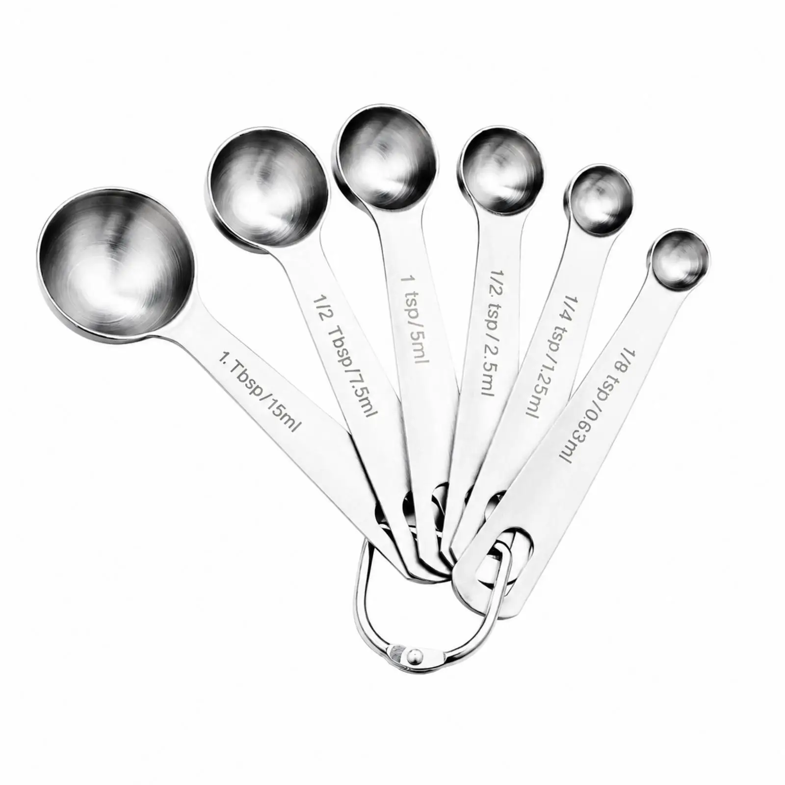 6 Pieces Stainless Steel Measuring Spoon Robust Two-unitUnit Measuring Spoon Kitchen Utensil Easy to Clean Accurate for Baking