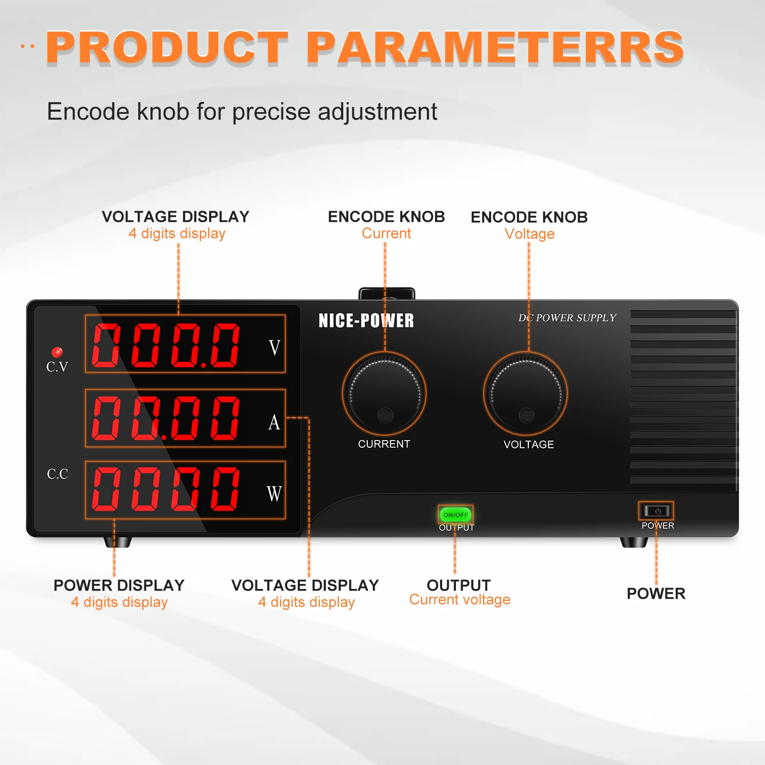 NICE-POWER R-SPS8020 Adjustable DC Power Supply 80V 20A Laboratory Repair Mobile Phone Desktop Switch Power LED Display