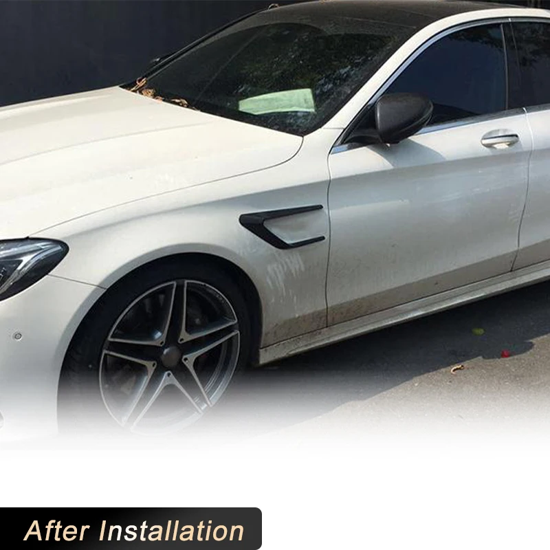 Front Side Fender Vents Scoops for Mercedes Benz C Class W205 C63 AMG 4 Door 2015-2017 Front Side Fins Splitters Carbon Fiber