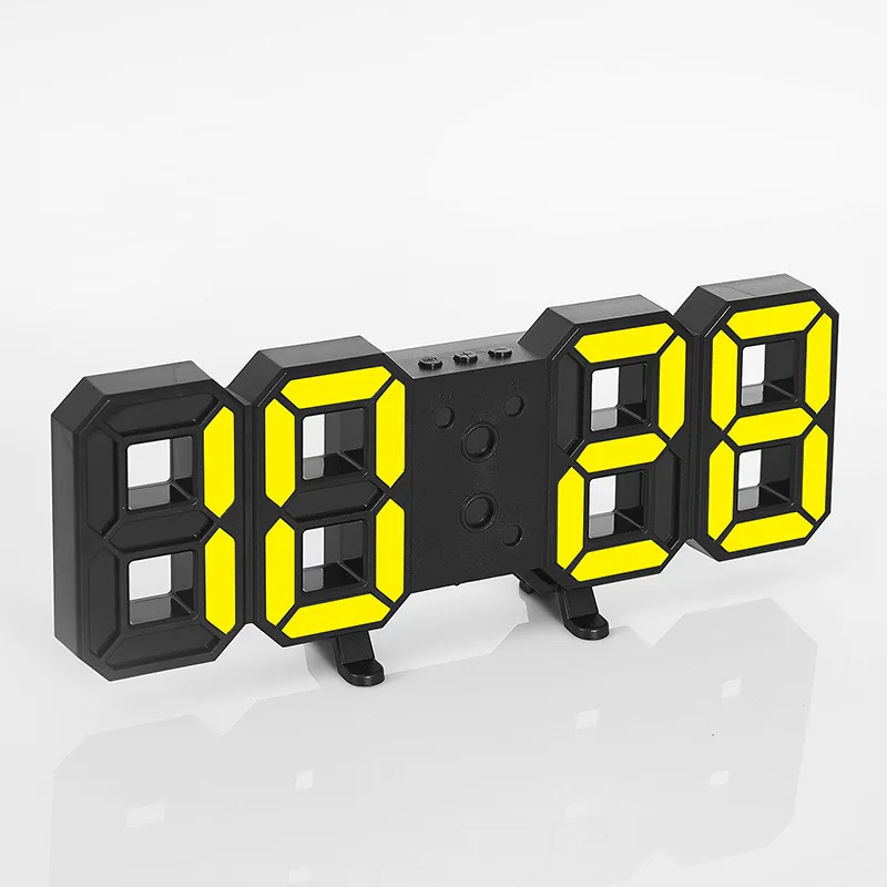 Modern LED Wall Mounted Electronic Clock Temperature Display Triple Alarms Table Clock for Student Living Room Bedside Decor