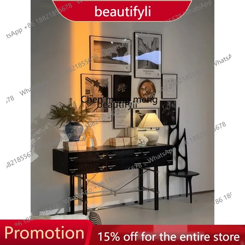 

Medieval style living room hallway cabinet retro modern simple storage drawer cabinet designer dining side cabinet 1001