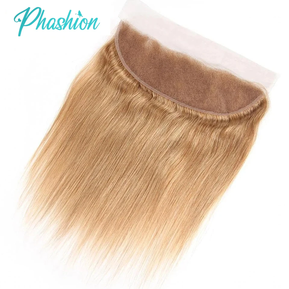 Phashion 26 28 Inch 13x6 13x4 Lace Frontal Honey Blonde Body 2x6 4x4 5x5  Hd Transparent Lace Closure #27 Straight Human Hair