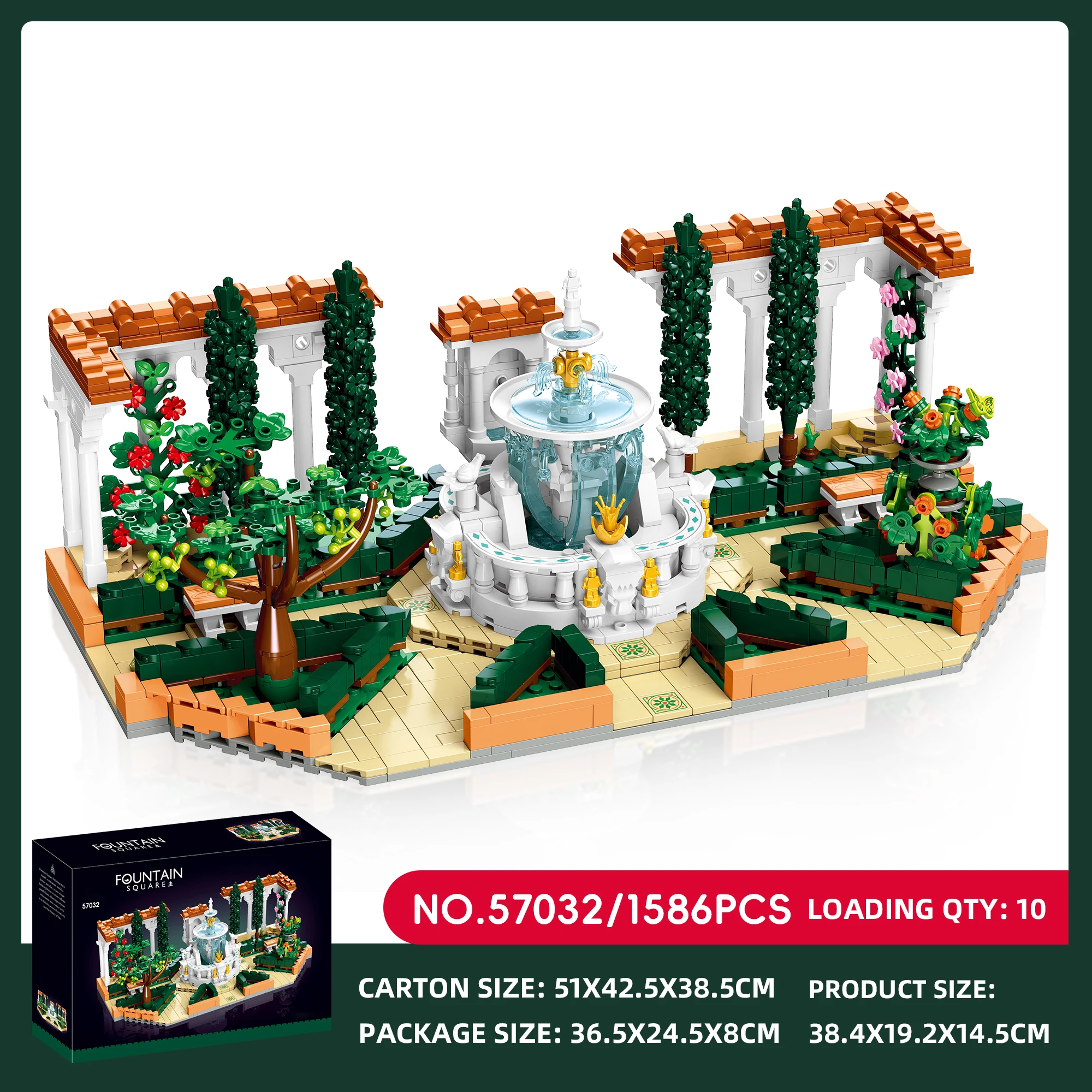 

1586PCS European Street Scene Fountain Square MOC Building Blocks DIY Architecture Model STEM Toy Adult Birthday Christmas Gift