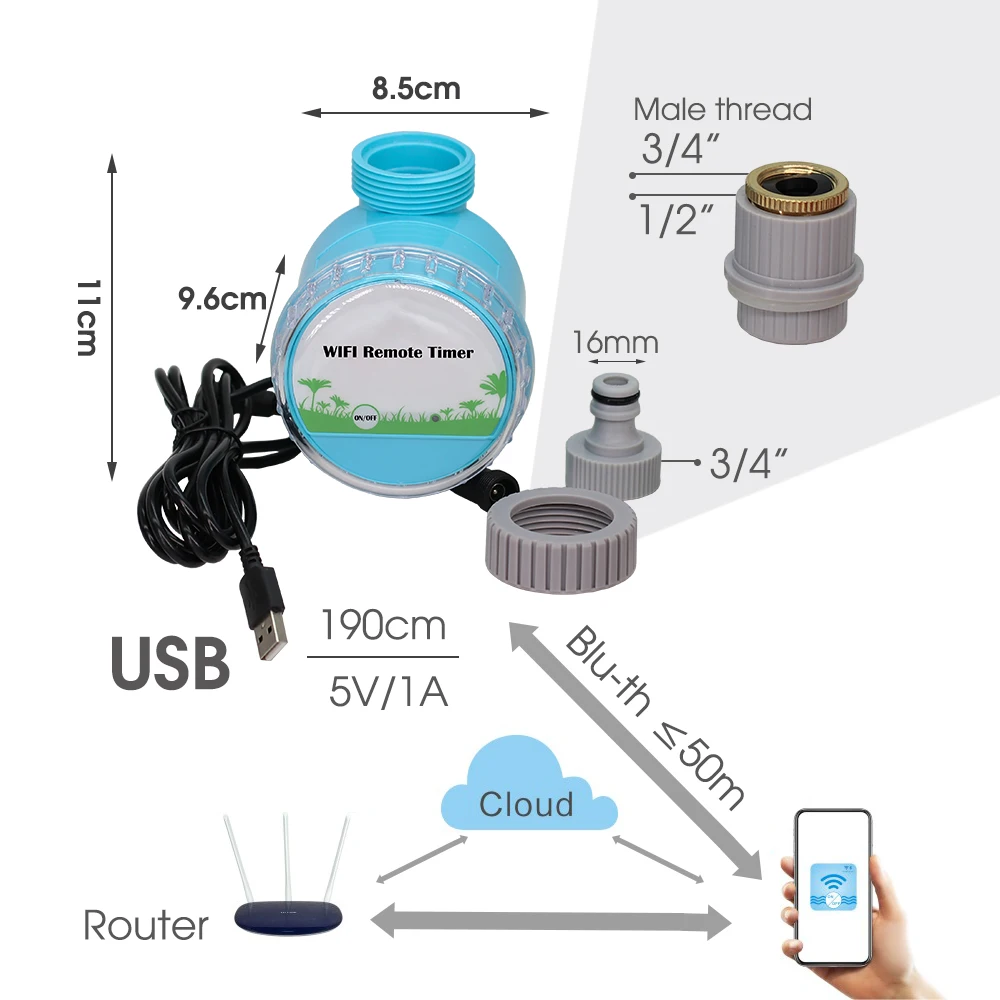 Imagem -05 - Tuya-smart Garden Water Timer Wi-fi Compatível com Bluetooth Controle Remoto do Telefone Válvula de Irrigação para Mangueira Controlador de Rega Inteligente