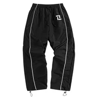 Pantalones deportivos negros para entrenamiento físico para hombre, pantalones deportivos con rayas laterales blancas, cordones, estampado ""Geométrico"", pantalones deportivos de ocio