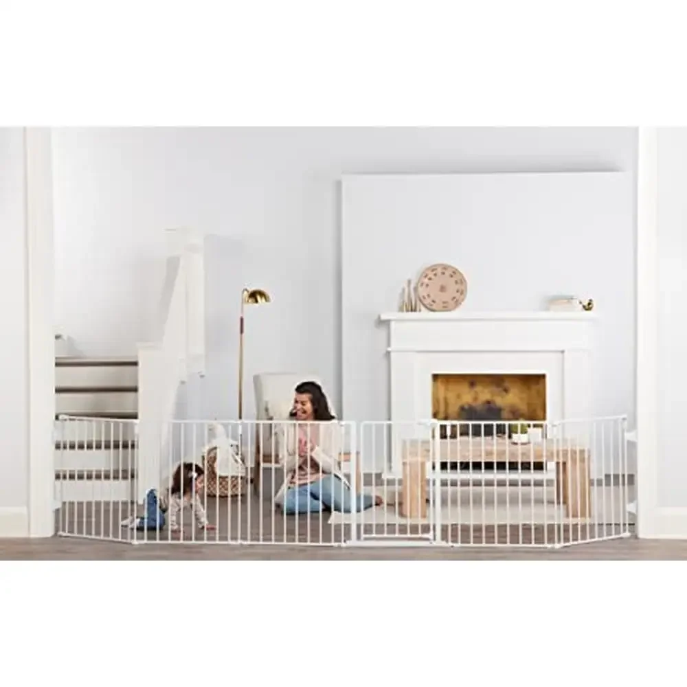 Wide Baby Gate Play Yard Combo Wall Mount Kit Adjustable Panels Easy Install