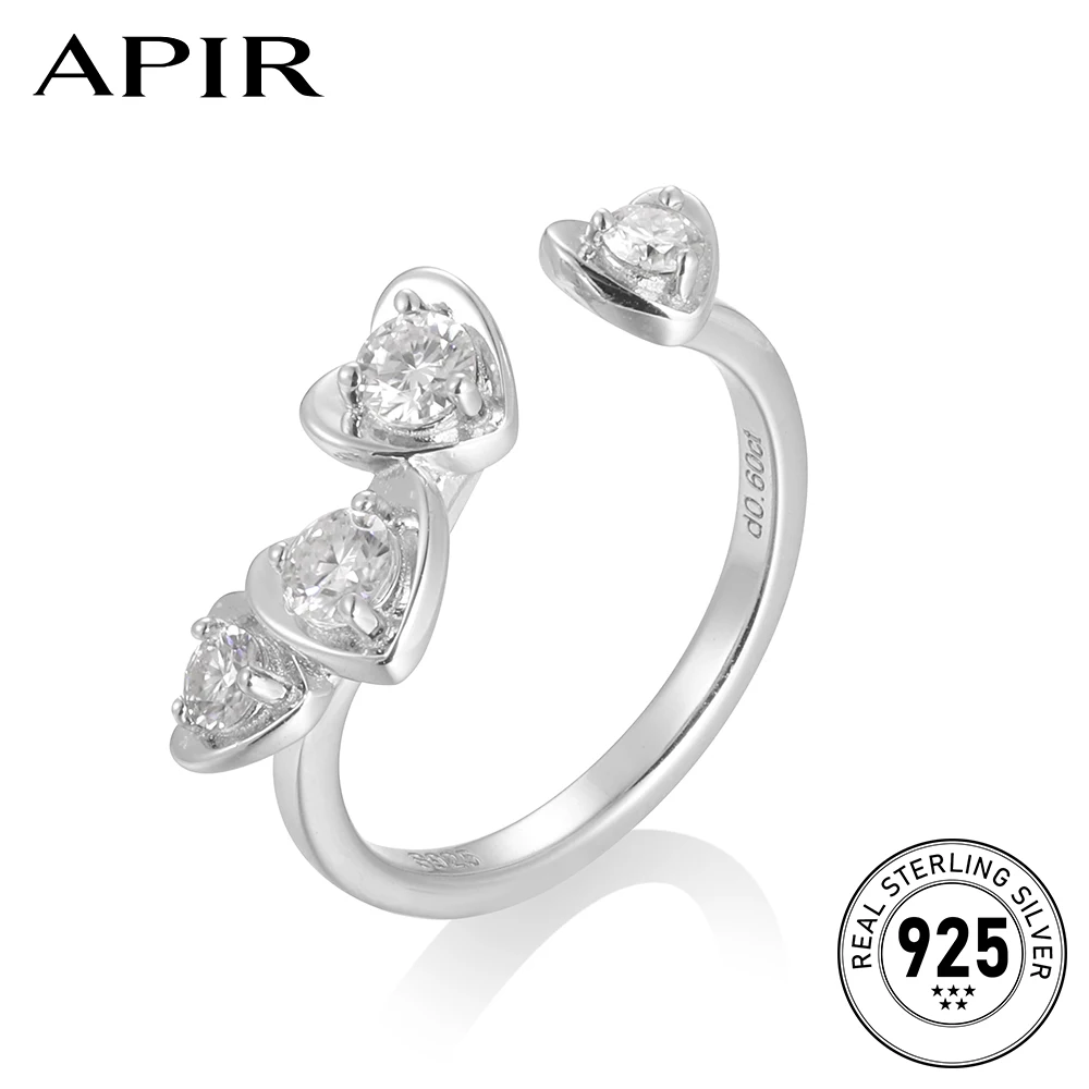 

APIR VVS1 D Color Heart Open Ring 925 Sterling Silver Lab Grown Moissanite Engagement Wedding Rings for Women