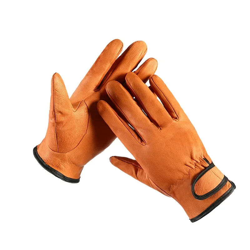 Work Gloves Leather Workers Work Welding Safety Protection Garden Sports Motorcycle Driver Wear-resistant Gloves Average Code