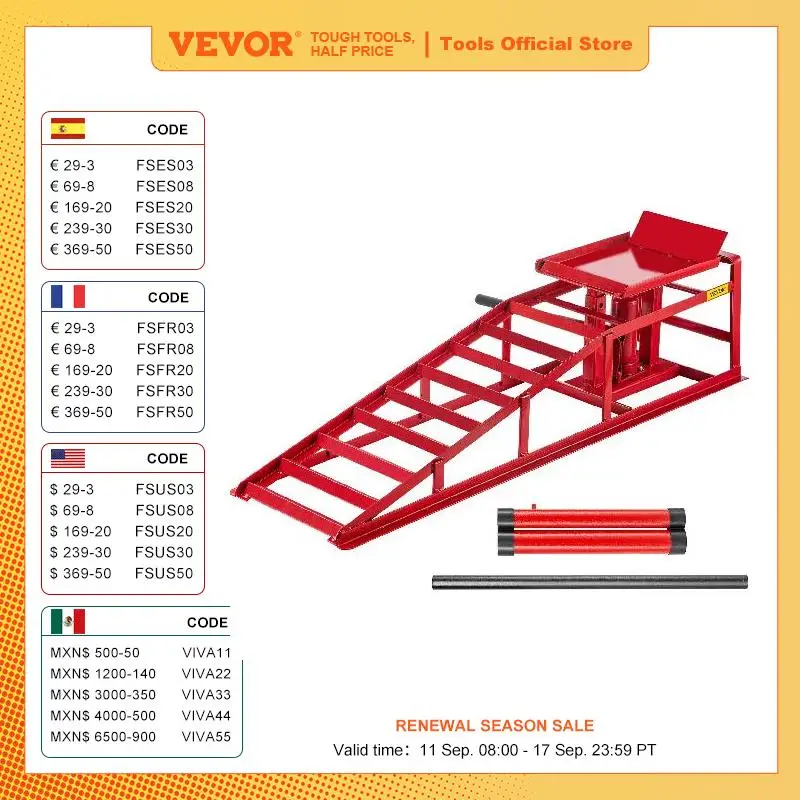 VEVOR 5500/11000Lbs Dọc Thủy Lực Xe Đoạn Đường Nét Với Thủy Lực Nâng Đỡ Jack Tự Động Xe Tải Phục Vụ Cho Xe Leo Núi
