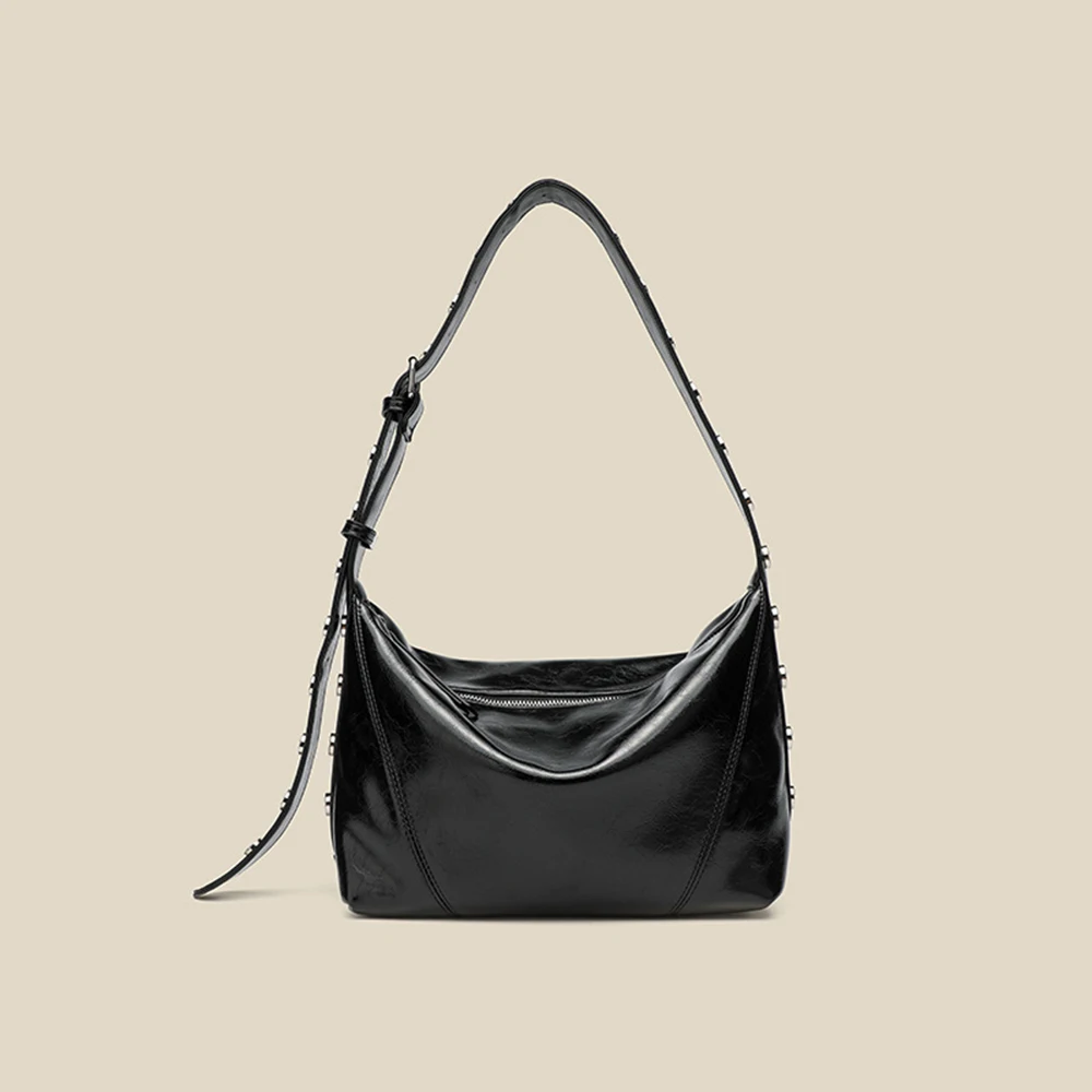 حقيبة كتف نسائية فاخرة مرصعة ببرشام عالي الجودة حقائب يد جديدة مصممة للنساء محافظ بقلاب حقيبة كروس جلدية من البولي يوريثان #2