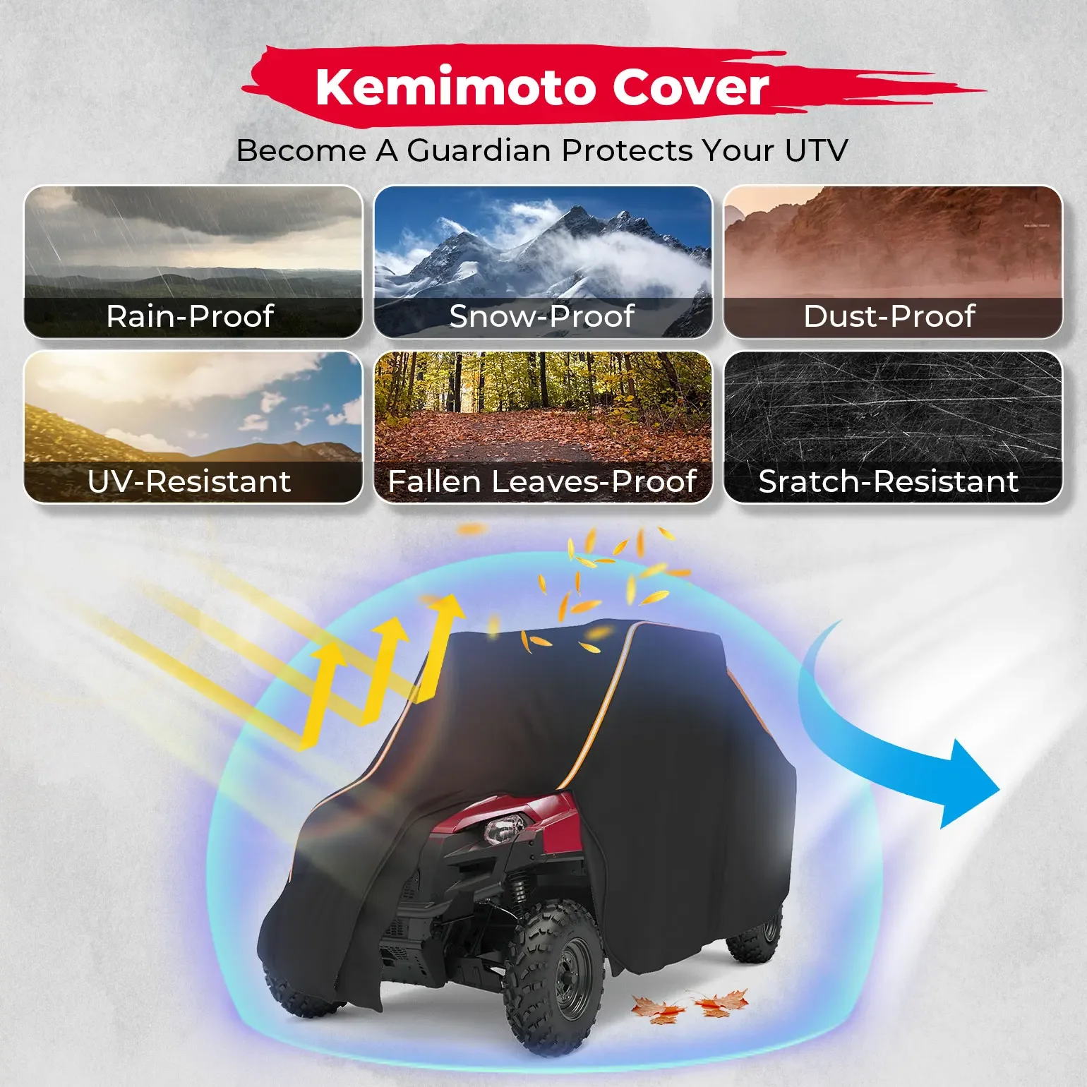 UTV Protect Utility Vehicle Storage Cover Compatible with Polaris Ranger 570 900 1000 RZR 900 Models 2014-2021 Side-by-Side SxS