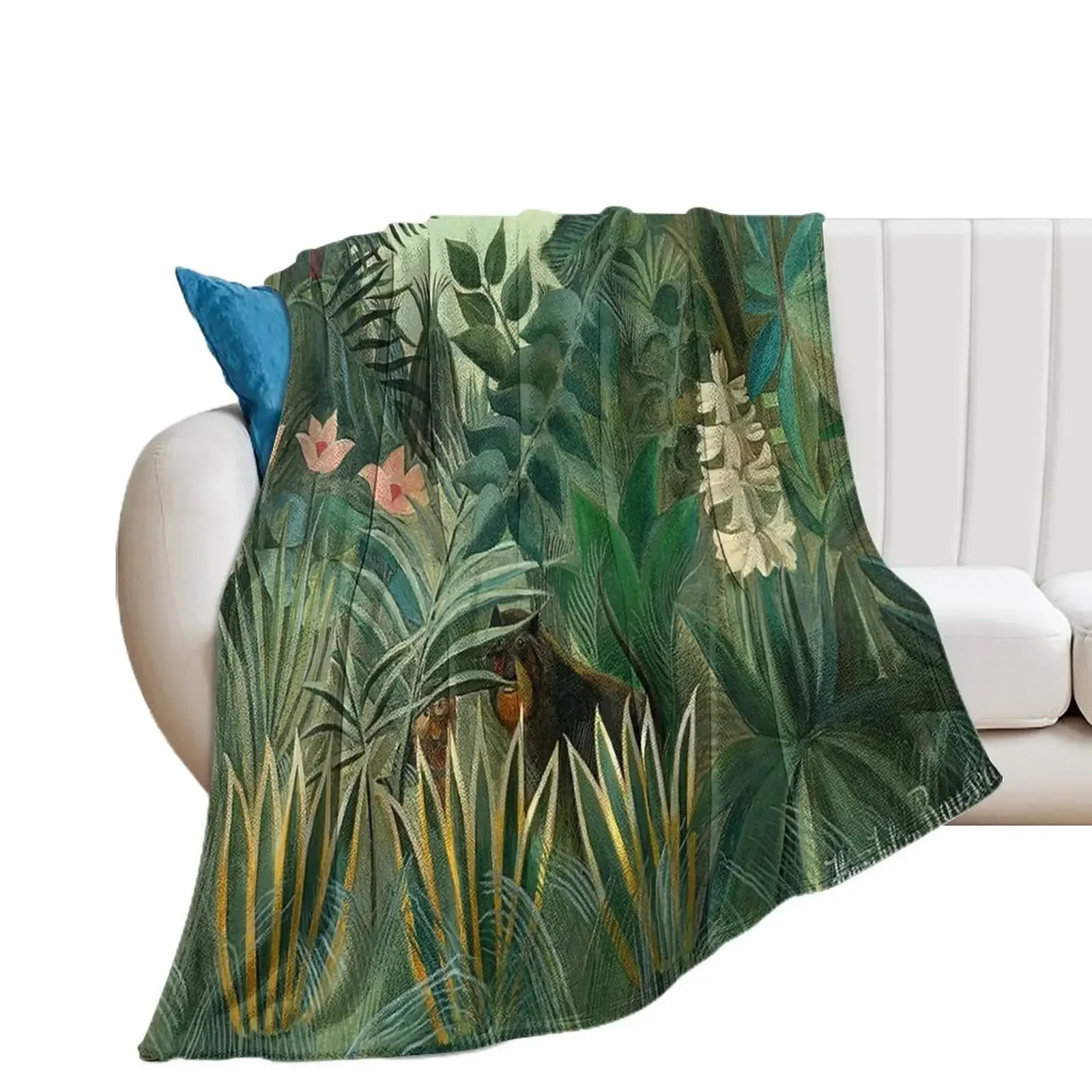 Henri Rousseau - The Equatorial Jungle Throw Blanket Blankets Sofas Of Decoration Thermals For Travel Blankets