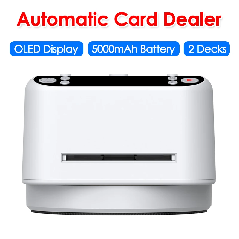 2-12Player 2 Decks Playing Card Dealing Machine Automatic Poker Card Dealer for Poker Games OLED Display Smart Cards Dispenser