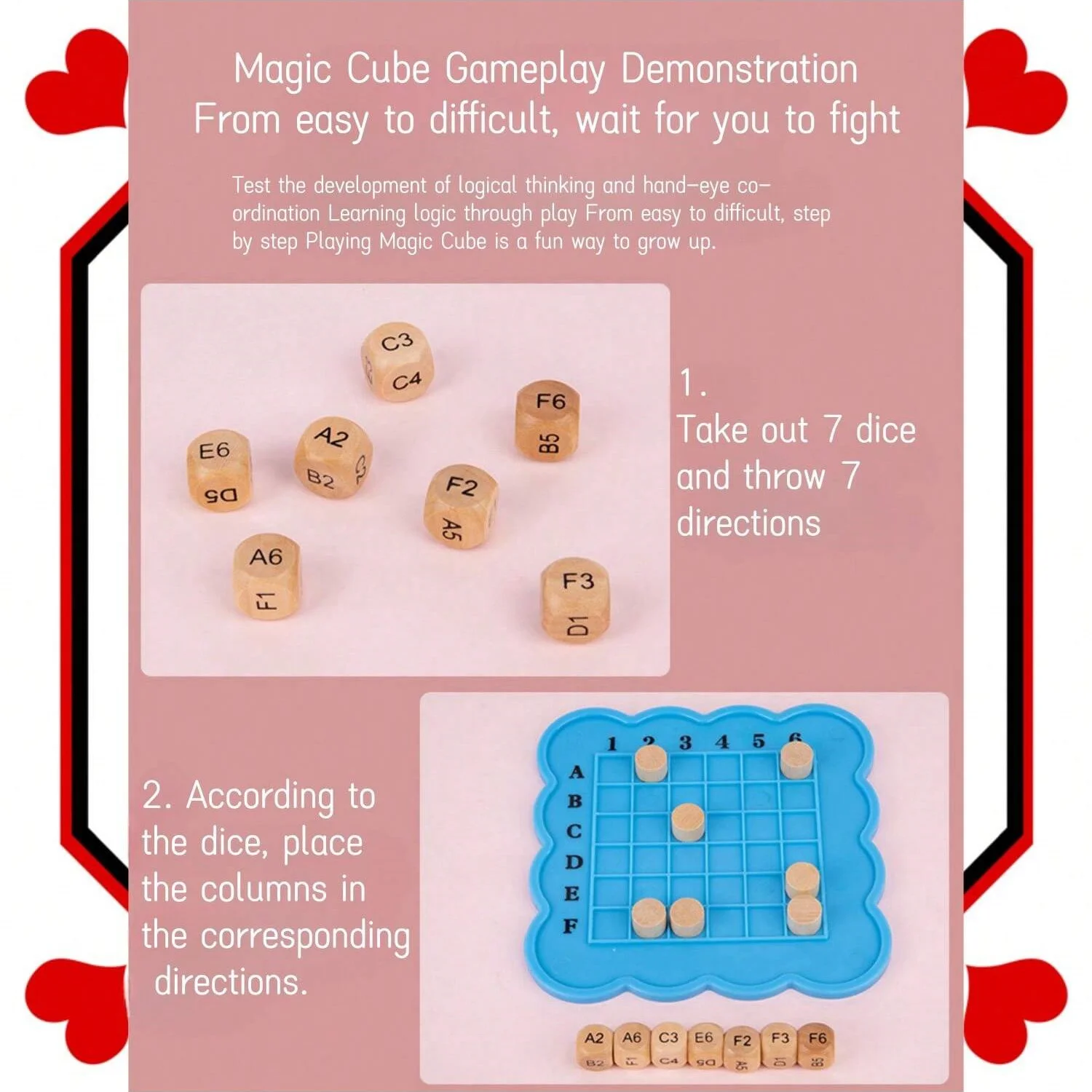 Logic cube, interactive board game, wooden block puzzles, colourful 3D blocks with dice and hourglasses!