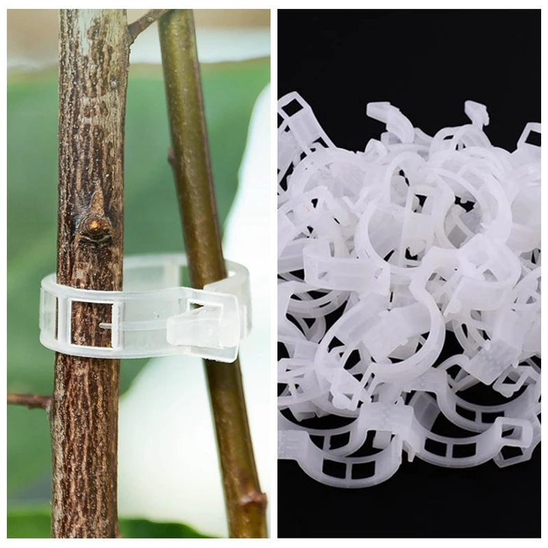 100 unidades/pacote clipe de ligação branco clipes de suspensão de ligação de plástico suporte clipe de fixação de videira jardim ferramentas horticultura suprimentos