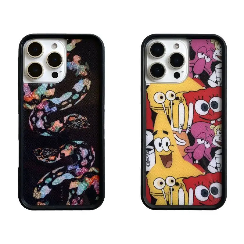 Luxury Spongebob Patrick Star viper Cover for iPhone 13 14 15 16 Pro Max 16pro 15pro 14pro Spotted snake Phone Canvas Case