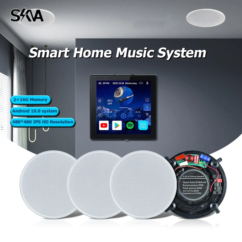 Portable Bluetooth WIFI Wall Audio Amplifier Panel Touch Screen and Stereo Coaxial Ceiling Speaker Consumer Electronics