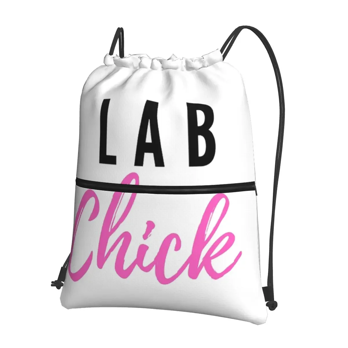 

Lab Chick Lab Tech Funny Portable Backpacks Drawstring Bag Drawstring Bundle Pocket Book Bags For Travel Sport Man Woman