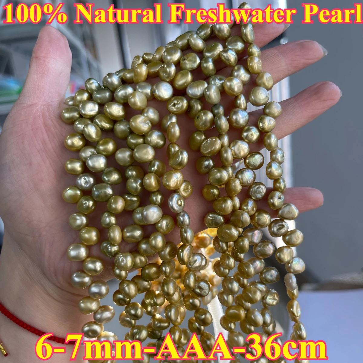 

6-7mm AAA Natural Freshwater Pearl Yellow Green Sparkling Loose Bead for Jewelry Make DIY Necklace Bracelet Women Wedding Gift