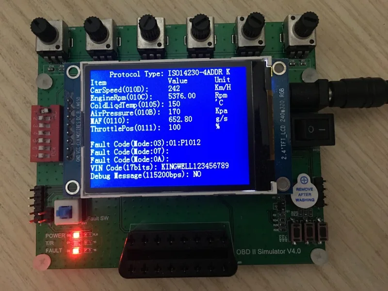 Dopravní prostředek OBD simulátor /ECU simulátor /J1939 simulátor /ELM327 krunýř development/vehicle networking