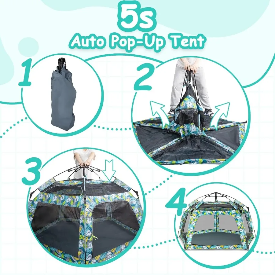 Baby Playpen Pop-up Tent - Outdoor and Indoor Play Tent for Beach with Canopy Travel Bag Portable Play Yard for Babies and Todd
