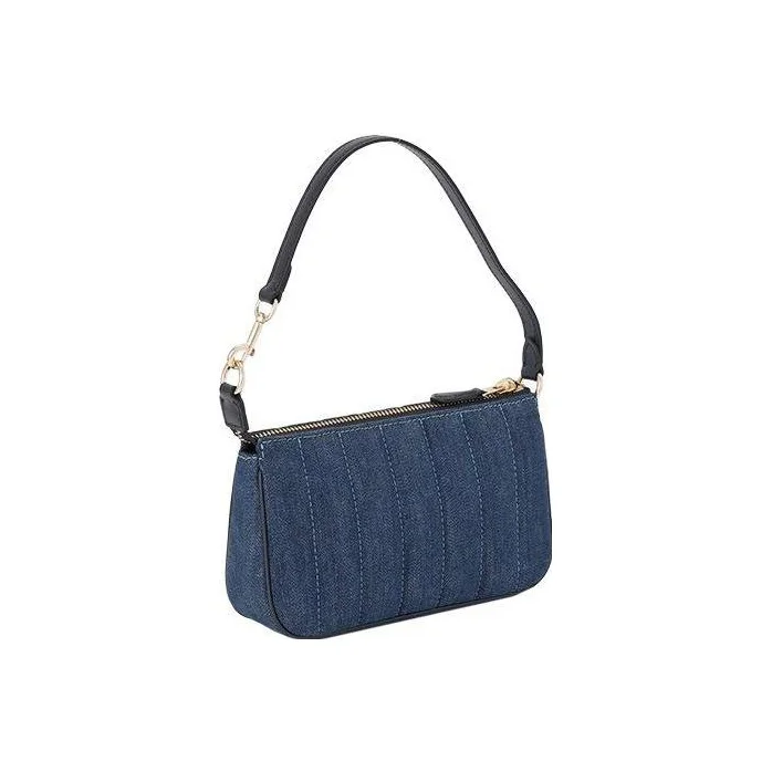 COACH Nolita Quilting Denim With Leather Pochette Underarm Clutch Wrist Bag Handbag Small Women's Blue C3332-IMDEI view 6