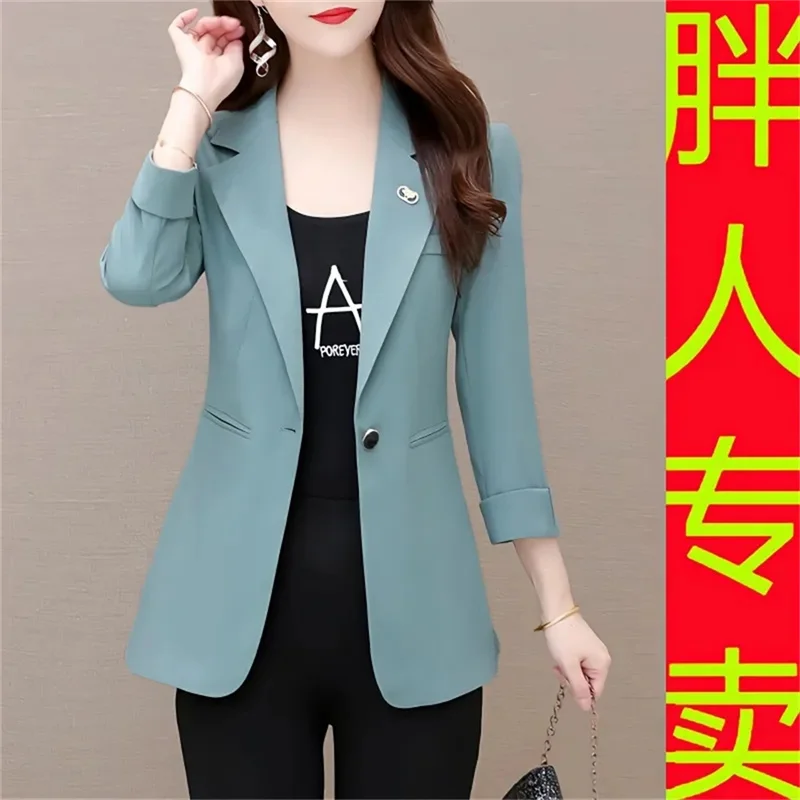 

High Quality Suit Outerwear For Women Spring And Autumn 2023 New Korean Loose Design Niche Suit Jacket Mother Bazer 6XL Blue Top