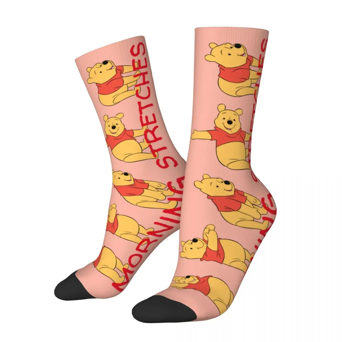 Winnie The Pooh Morning Yoga Socks for Women Cotton Casual Socks Novelty Merchandise Middle Tube Socks Little Small Gifts