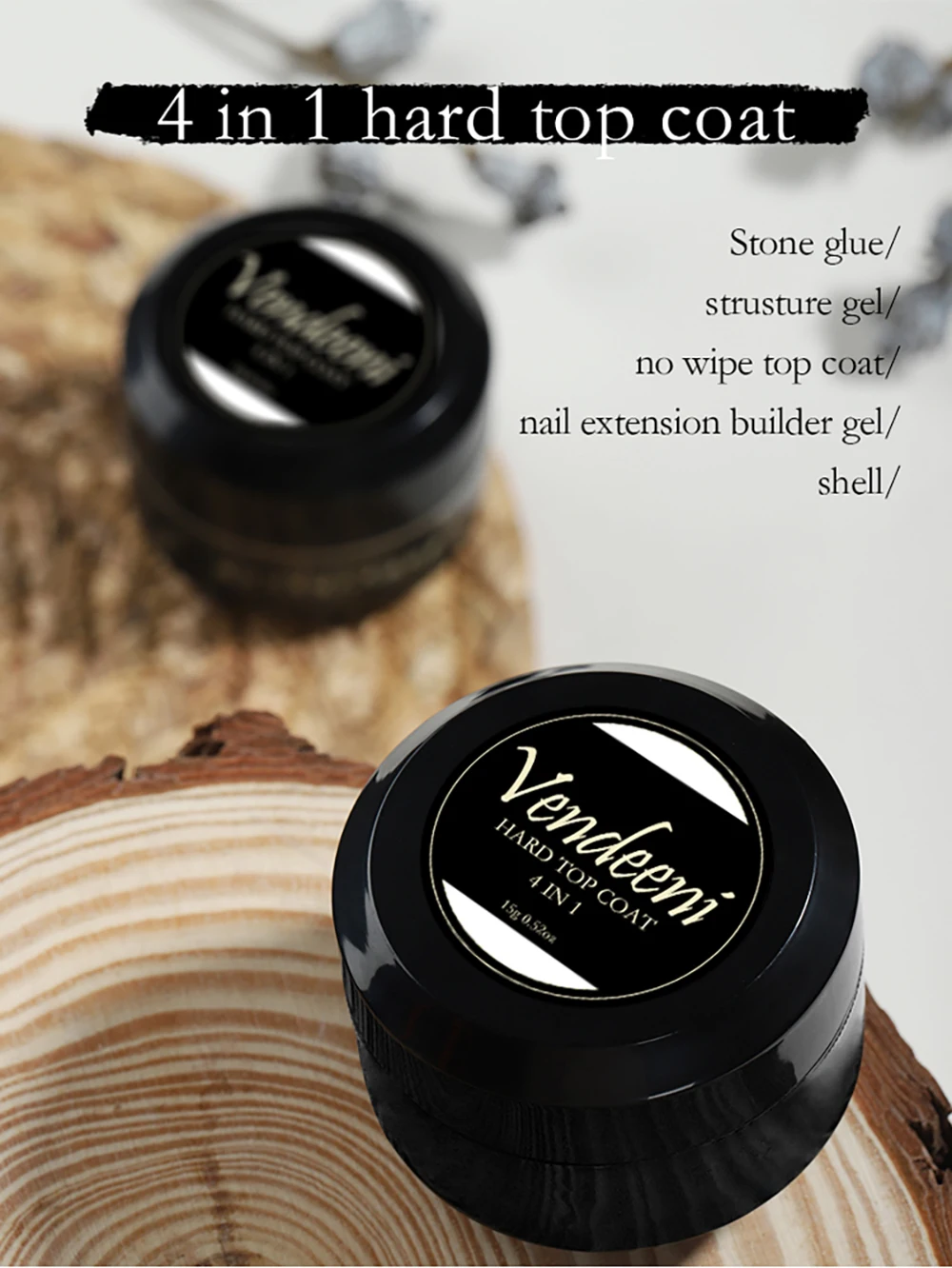 Vendeeni 4-in-1 Multifunktions-Top-Coat Gel Nagellack UV-Verlängerungsgel Verstärkter Wellenlinien-Nagel-Gel mit Strasssteinen 15g – Detail 1