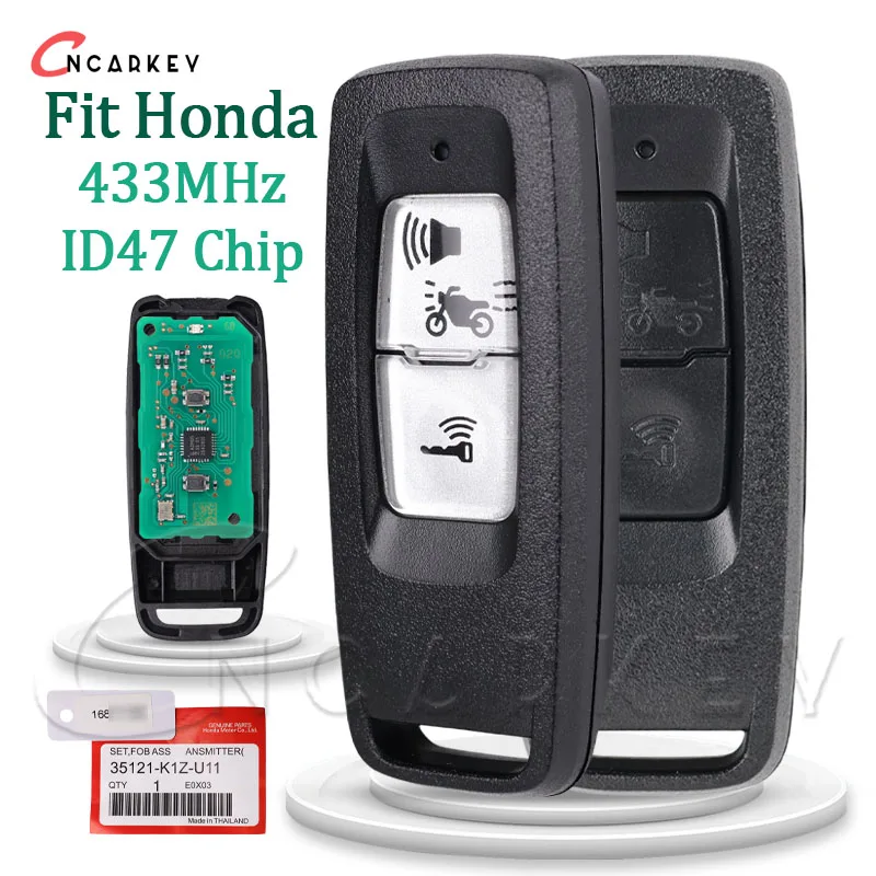 

Motorcycle 35111/35121-K1Z-U11 Remote Key fit Honda PCX160 FORZA ID47 Chip 433Mhz Moto Smart Fob Card Tag Battery Replacement